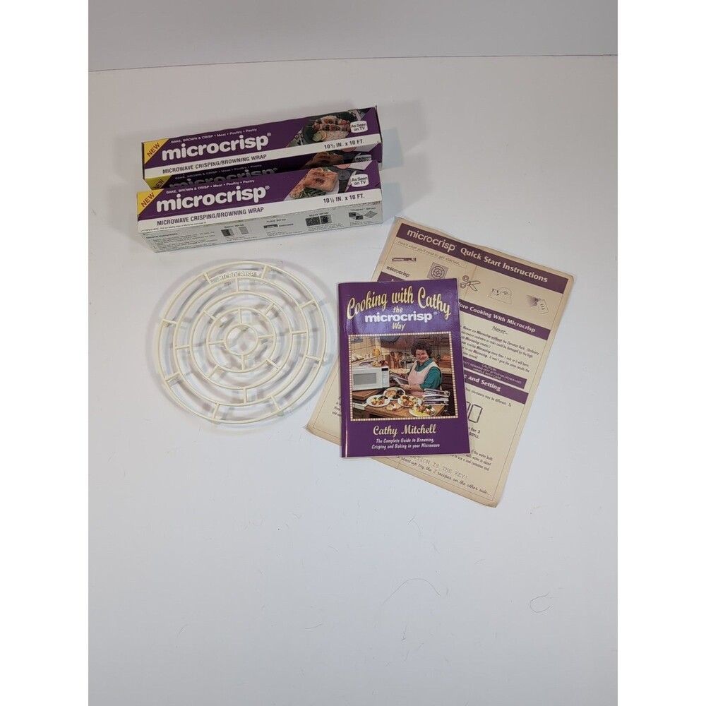 Microcrisp Kit ~ 2 Microwave Crisping Browning Wrap With Tray Cookbook Manual